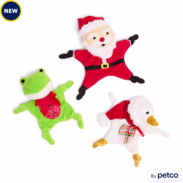 Merry Makings Holiday Character Flat Plush Dog Toys, Small, Pack 3 - Carousel image #1