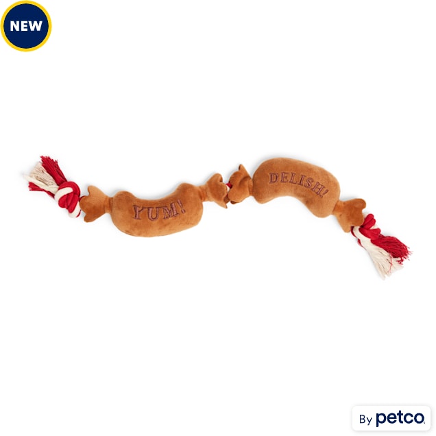 Merry Makings Plush Sausage on Rope Dog Toy, Medium - Carousel image #1