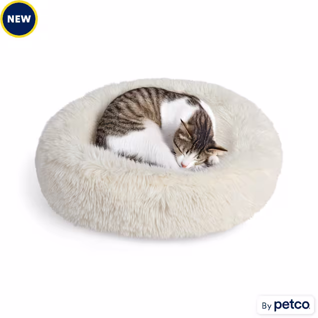 EveryYay Shag Round Cat Bed, 20" L X 18" W X 7" H, Small - Carousel image #1
