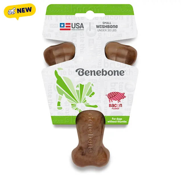 Benebone Bacon Flavored Wishbone Chew Toy, Small - Carousel image #1