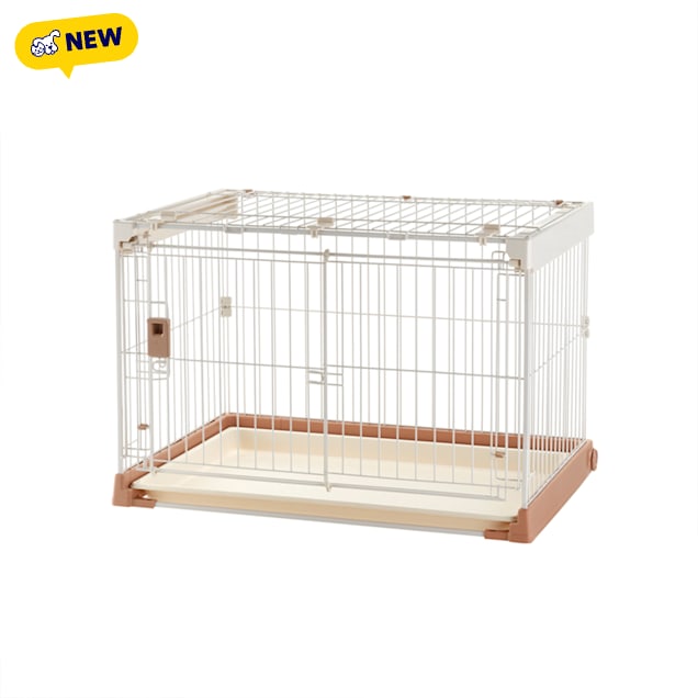 Richell Easy Open 3-Way Door Pet Wire Crate, Medium, Beige - Carousel image #1