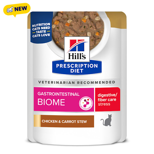 Hill's Prescription Diet Gastrointestinal Biome + Stress Chicken & Carrot Stew Wet Cat Food, 2.8 oz., Case of 24 - Carousel image #1