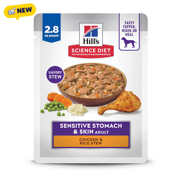 Hill's Science Diet Adult Sensitive Stomach & Sensitive Skin Chicken & Rice Stew Wet Dog Food, 2.8 oz. - Carousel image #1