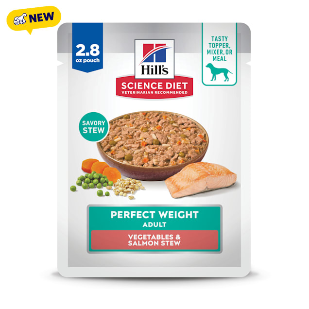 Hill's Science Diet Adult Perfect Weight Vegetables & Salmon Stew Wet Dog Food, 2.8 oz. - Carousel image #1