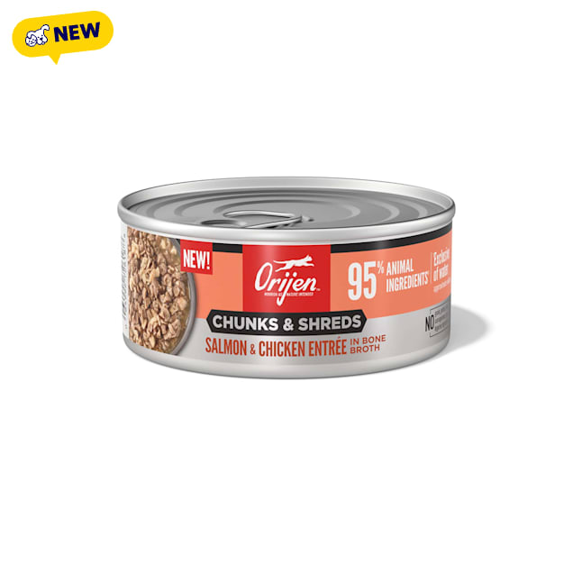 ORIJEN Chunks & Shreds Salmon & Chicken Entree Wet Cat Food, 5.5 oz. - Carousel image #1
