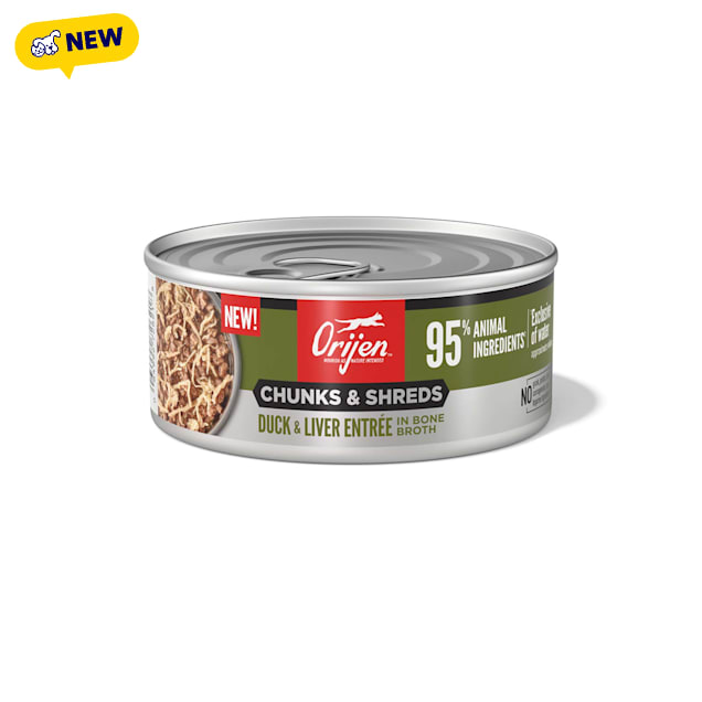 ORIJEN Chunks & Shreds Duck & Liver Entree Wet Cat Food, 5.5 oz. - Carousel image #1