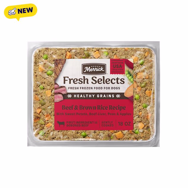 Merrick Fresh Selects Natural Human Grade Beef and Brown Rice Fresh Frozen Adult Dog Food, 18 oz. - Carousel image #1