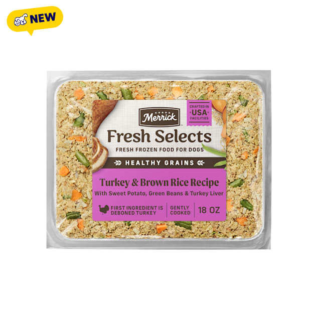 Merrick Fresh Selects Natural Human Grade Turkey and Brown Rice Fresh Frozen Adult Dog Food, 18 oz. - Carousel image #1