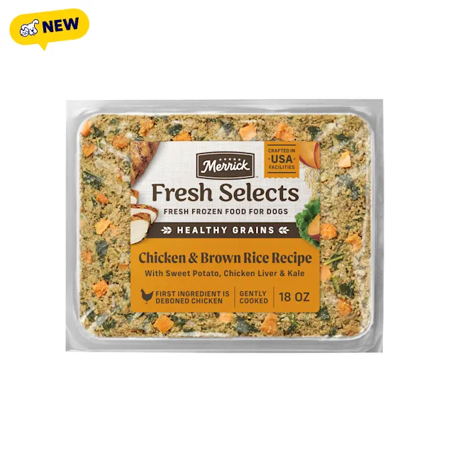 Merrick Fresh Selects Natural Human Grade Chicken and Brown Rice Fresh Frozen Adult Dog Food, 18 oz. - Carousel image #1