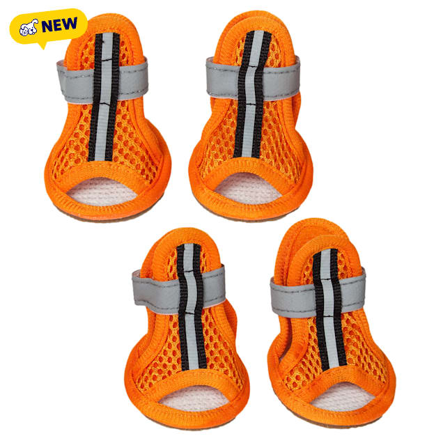 Pet Life Sporty-Supportive Mesh Pet Sandals Shoes, Orange, Small, Pack of 4 - Carousel image #1