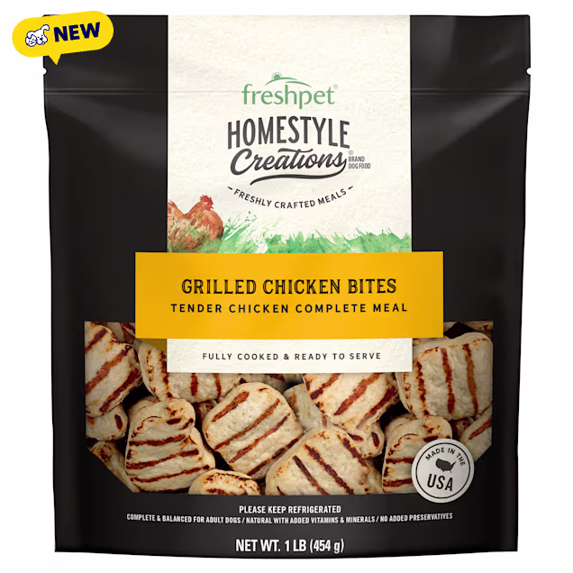 Freshpet Homestyle Creations Grilled Chicken Bites Tender Chicken Complete Meal Dog Food, 1 lb. - Carousel image #1