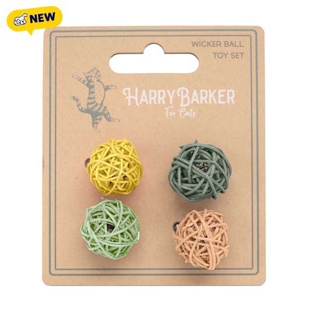 Harry Barker Wicker Ball Cat Toy, Small, Pack of 4 - Carousel image #1
