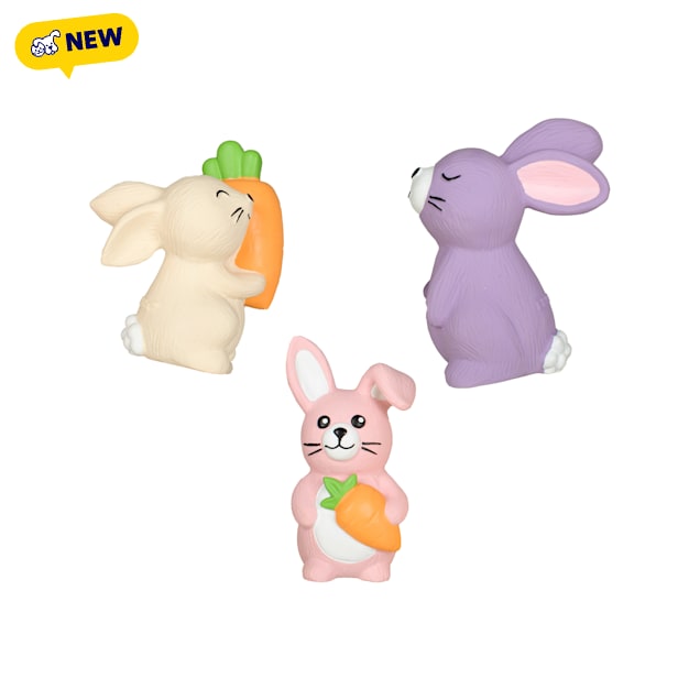 PetShop by Fringe Studio Hopping Love Carrots Bunny Mini Latex Toy for Dogs, Small, Pack of 3 - Carousel image #1