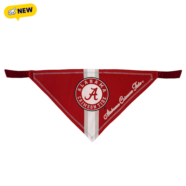Pets First NCAA Stripe Dog Bandana, Alabama Crimson Tide, Small/Medium - Carousel image #1