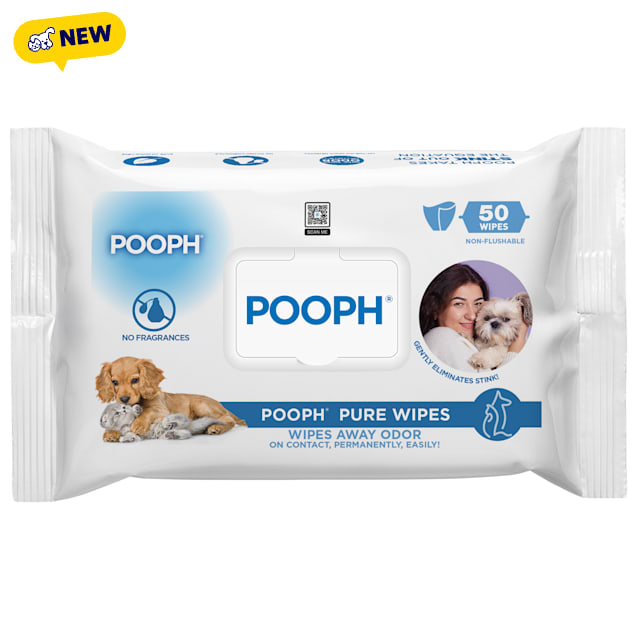 POOPH Pure Wipes Gentle, Fast and Convenient Odor-Elimination, NO Fragrances, NO Harsh Chemicals for Dogs, Blue, Count of 50 - Carousel image #1