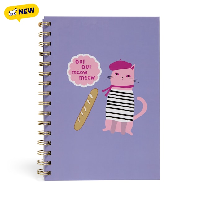 Oodles Oui Oui Cat Purple Spiral Notebook - Carousel image #1