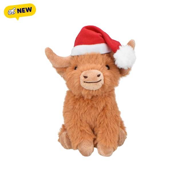 Multipet International Minipet Highland Cow with Santa Hat Dog Toy, Small - Carousel image #1