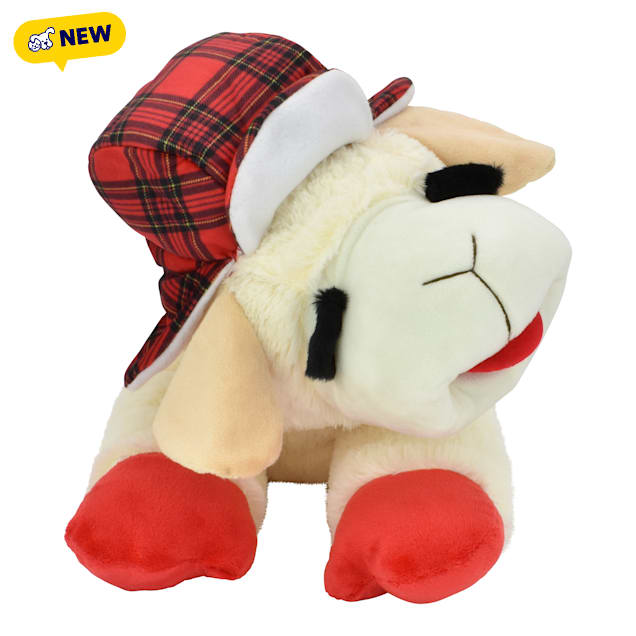 Multipet International Holiday Jumbo Lamb Chop with Trapper Hat Dog Toy, X-Large - Carousel image #1