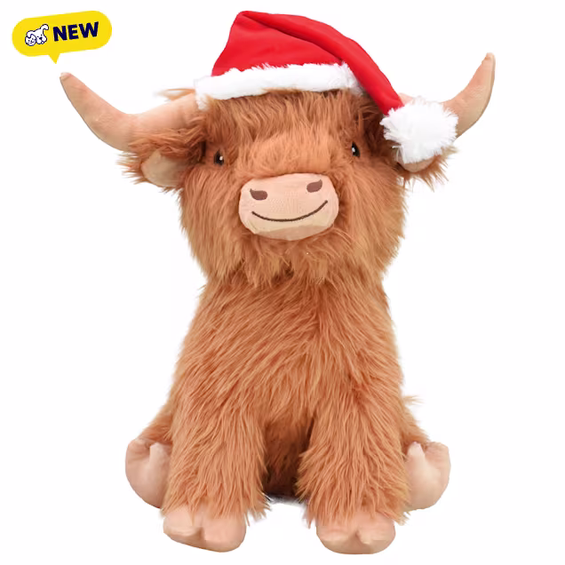 Multipet International Jumbo Highland Cow with Santa Hat Dog Toy, X-Large - Carousel image #1
