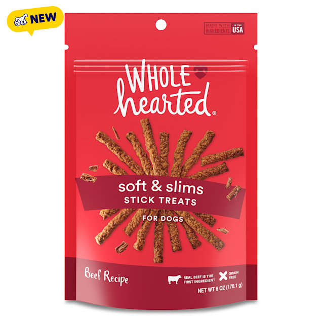 WholeHearted Grain Free Soft and Chewy Beef Recipe Dog Treat Sticks, 6 oz. - Carousel image #1
