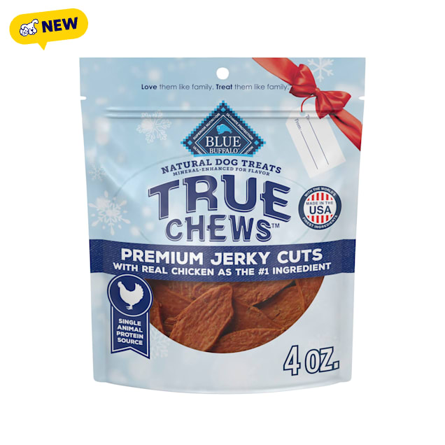 Blue Buffalo True Chews Holiday Chicken Premium Jerky Cuts Made with Real Chicken Dog Treats, 4 oz. - Carousel image #1