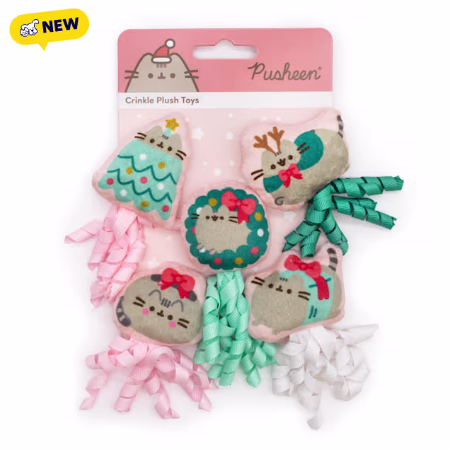 Pusheen Presents Plush Crinkle Cat Toy, Small, Pack of 5 - Carousel image #1