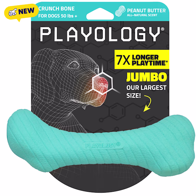 Playology Peanut Butter Scented Crunchy Femur Bone Jumbo Dog Toy, Large - Carousel image #1