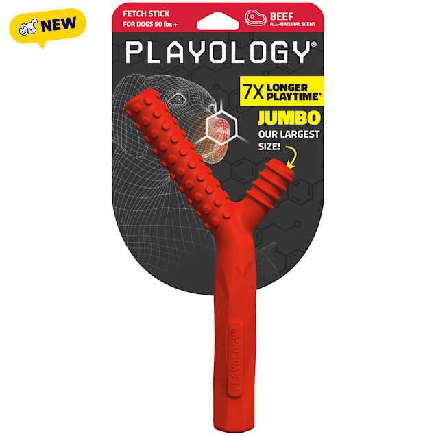 Playology Beef Scented Fetch Stick Jumbo Dog Toy, Large - Carousel image #1