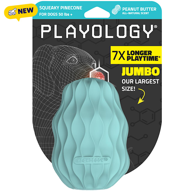 Playology Peanut Butter Scented Squeaky Pinecone Jumbo Dog Toy, Large - Carousel image #1