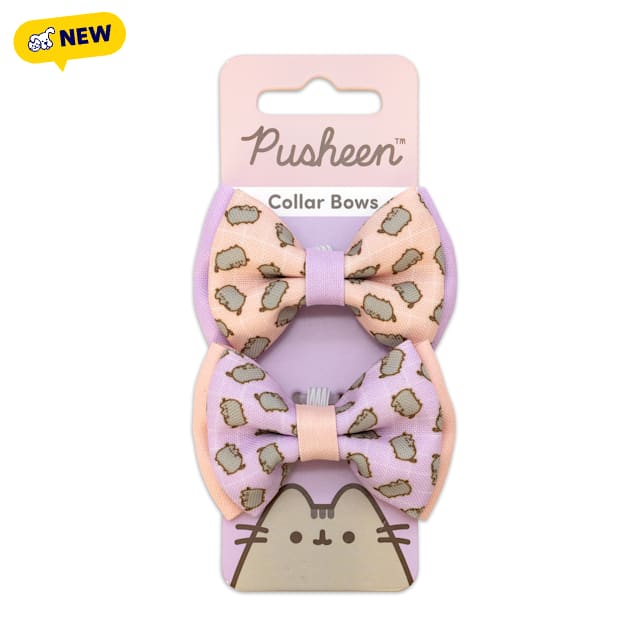 Pusheen Pink and Purple Grid Cat Bows, Assorted, Pack of 2 - Carousel image #1