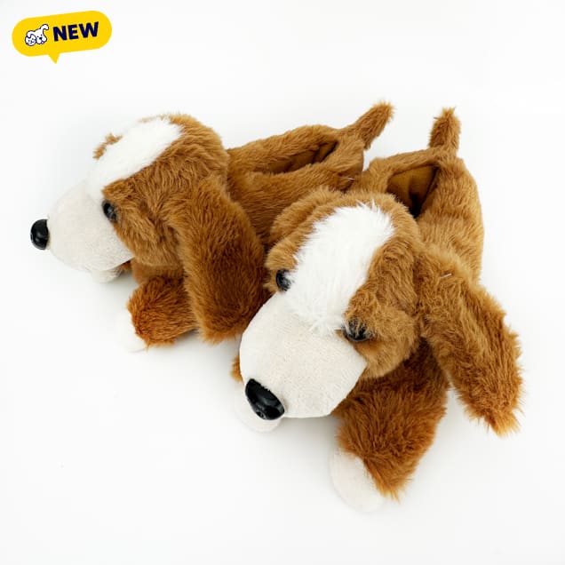 Petco 3D Dog Fuzzy Adult Slippers, Small - Carousel image #1