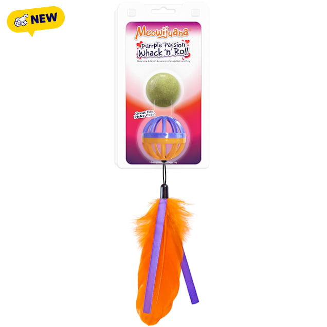 Meowijuana Purple Passion Whack 'n' Roll Compressed Catnip Ball with Cage for Cats, Small - Carousel image #1