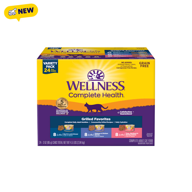 Wellness Complete Health Grilled Favorites Wet Cat Food Variety Pack, 3 oz., Pack of 24 - Carousel image #1