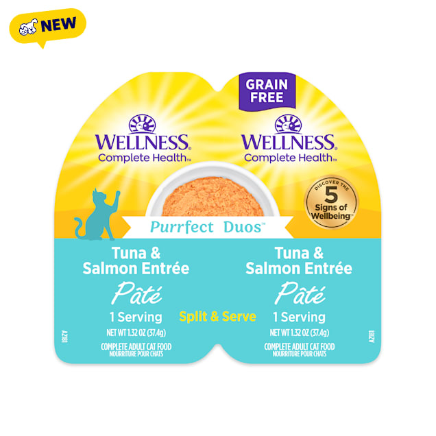Wellness Complete Health Purrfect Duos Pate Tuna & Salmon Entree Cat Food, 2.64 oz., Case of 12 - Carousel image #1