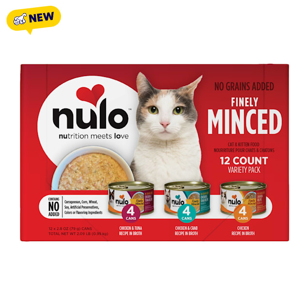 Nulo Grain-Free Finely Minced Variety Pack Wet Cat Food, 2.8 oz., Count of 12 - Carousel image #1
