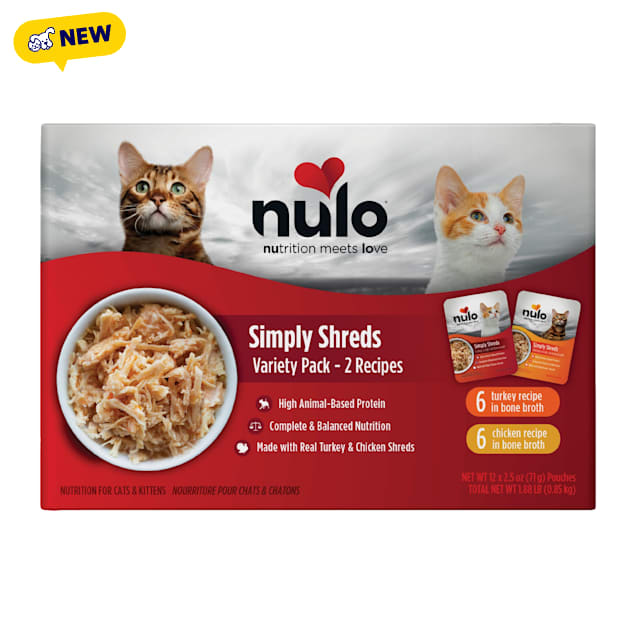 Nulo Simply Shreds Complete & Balanced Variety Pack Cat Food, 2.5 oz., Count of 12 - Carousel image #1