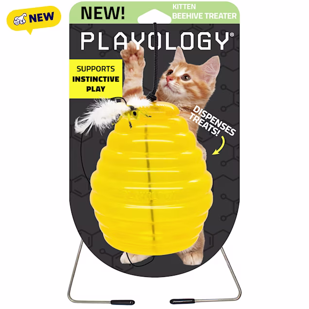 Playology Hanging Beehive Cat Treat Dispenser Toy, Medium - Carousel image #1