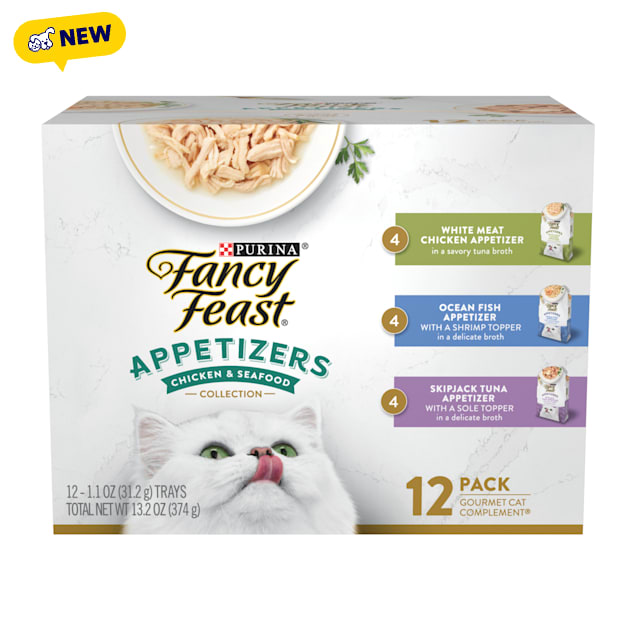 Fancy Feast Lickable Appetizers Grain Free Wet Cat Food Variety Pack, 1.1 oz., Count of 12 - Carousel image #1