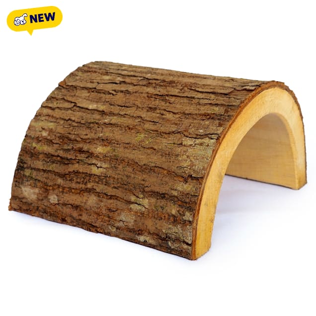 A&E Cage Company Natural Half Wood Log, Brown, Medium - Carousel image #1