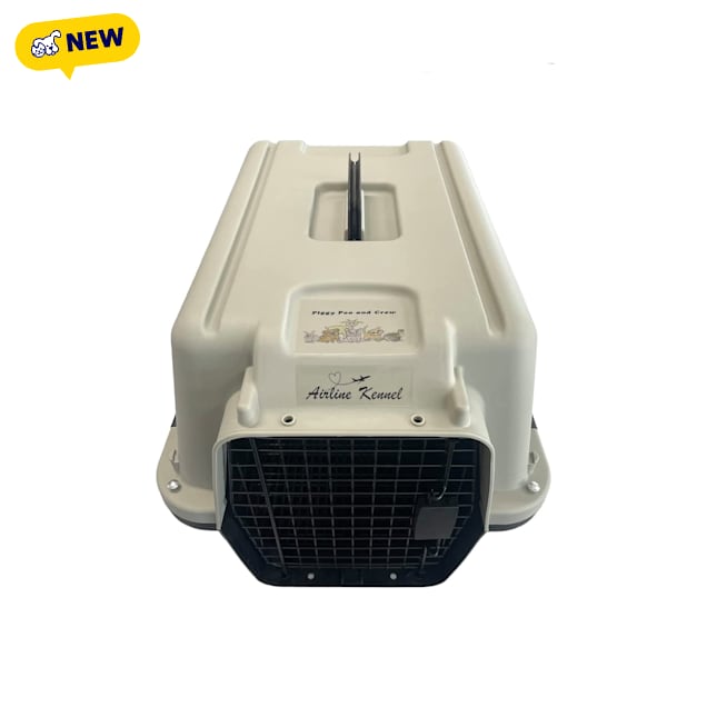 Piggy Poo and Crew Airline Kennel Pet Carrier, Tan, Large - Carousel image #1