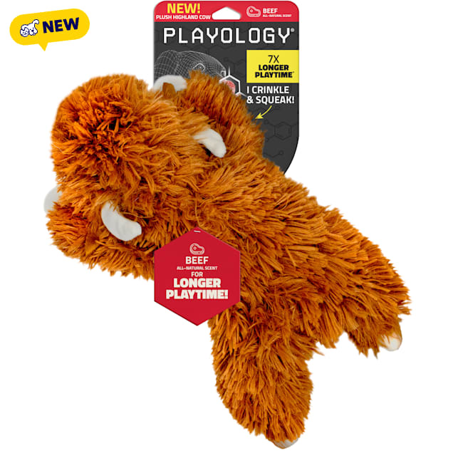 Playology Beef Scented Highland Cow Plush Squeaky Dog Toy, Large - Carousel image #1