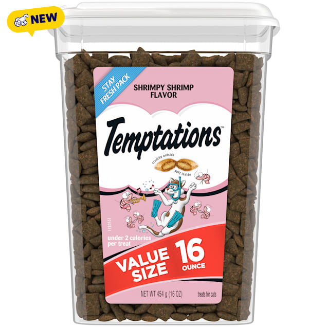 Temptations Classic Shrimpy Shrimp Flavor Crunchy and Soft Cat Treats, 16 oz. - Carousel image #1