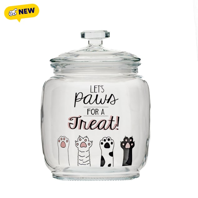 10 Strawberry Street "Let's Paws..." Pet Treat Canister, Black, Small - Carousel image #1