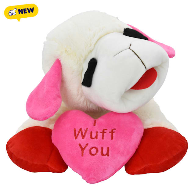 Multipet International Lamb Chop Jumbo Holding an I Wuff You Heart Dog Toy, X-Large - Carousel image #1