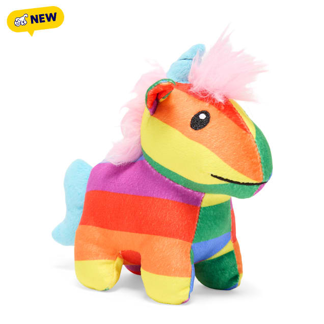 YOULY Pride Rainbow Unicorn Plush Dog Toy, Small - Carousel image #1