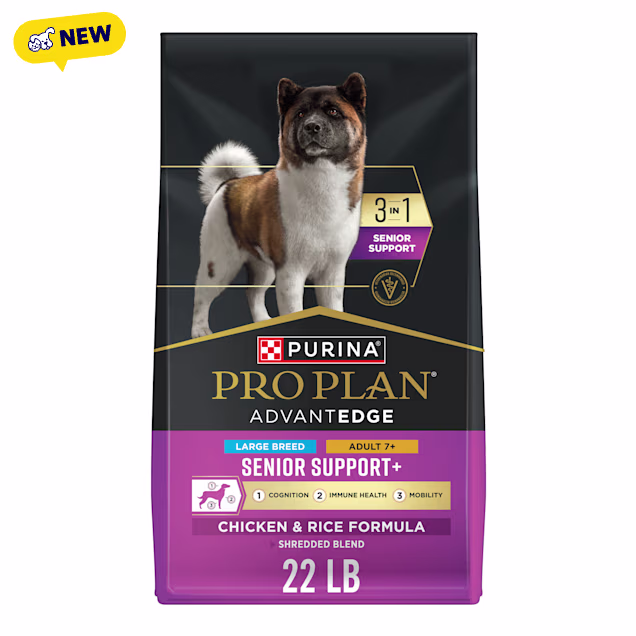 Purina Pro Plan AdvantEDGE Senior Support Plus Large Breed Shredded Blend Chicken and Rice Formula Dry Dog Food, 22 lbs. - Carousel image #1