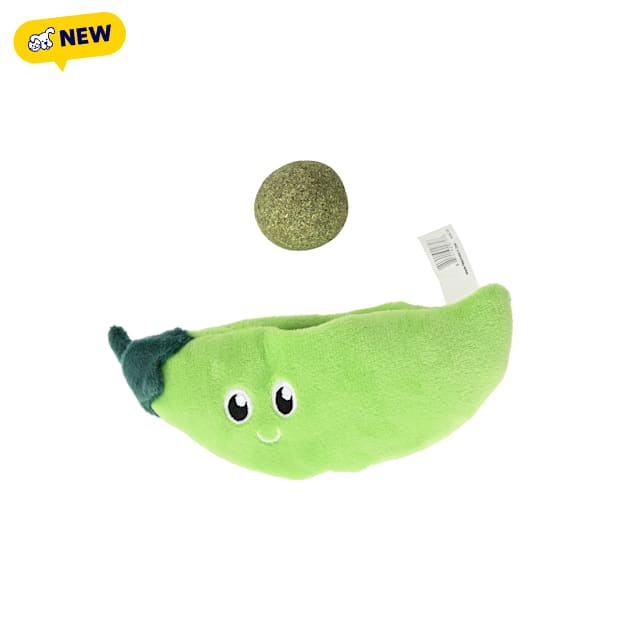 Max & Marlow Compressed Catnip Ball and Plush Pea Cat Toy, Small - Carousel image #1