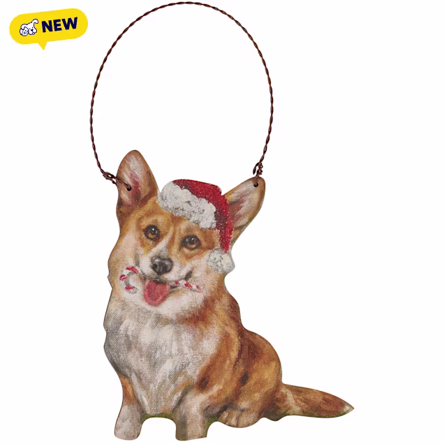 Primitives by Kathy Corgi Candy Cane Tree Ornament - Carousel image #1