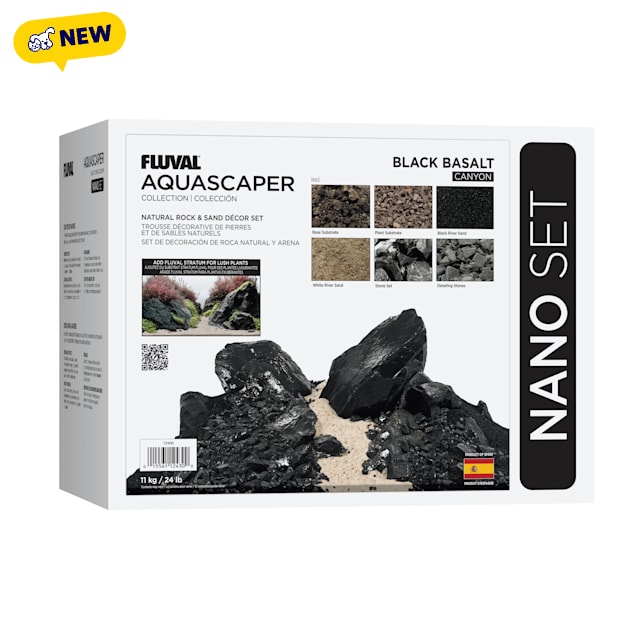 Fluval Nano Aquascaper Natural Rock & Sand Decor Set, 24 lbs., Black Basalt Canyon - Carousel image #1