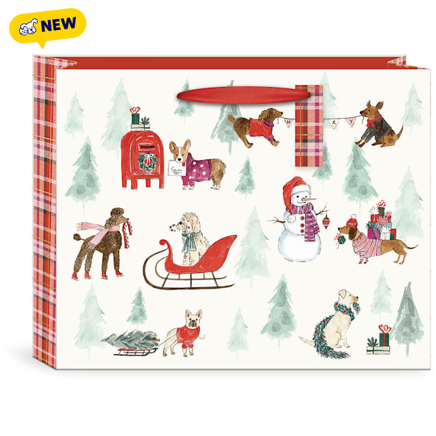 Punch Studio Snow Day Dogs Large Gift Bag - Carousel image #1